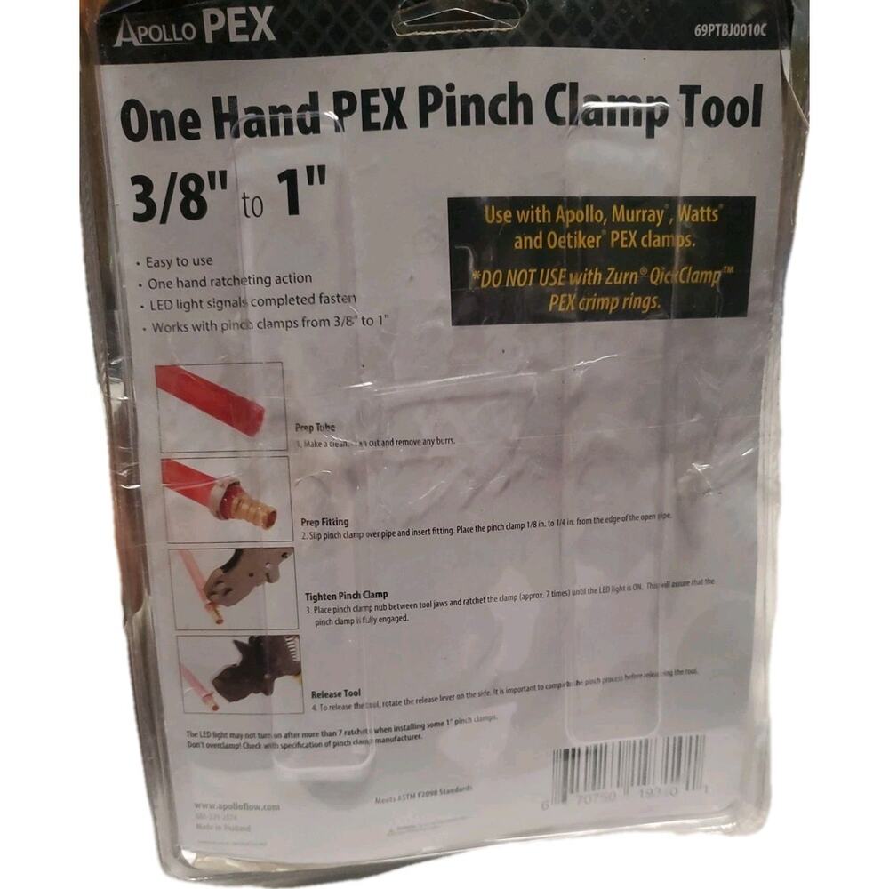 3/8 to 1" PEX‑B Pinch Clamp Tool One‑Hand Plumbing Crimp Tool 1002‑509‑021 - Picture 3 of 3
